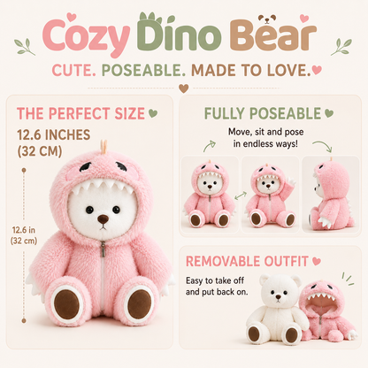 Cute Teddy Bear with Dino Outfit